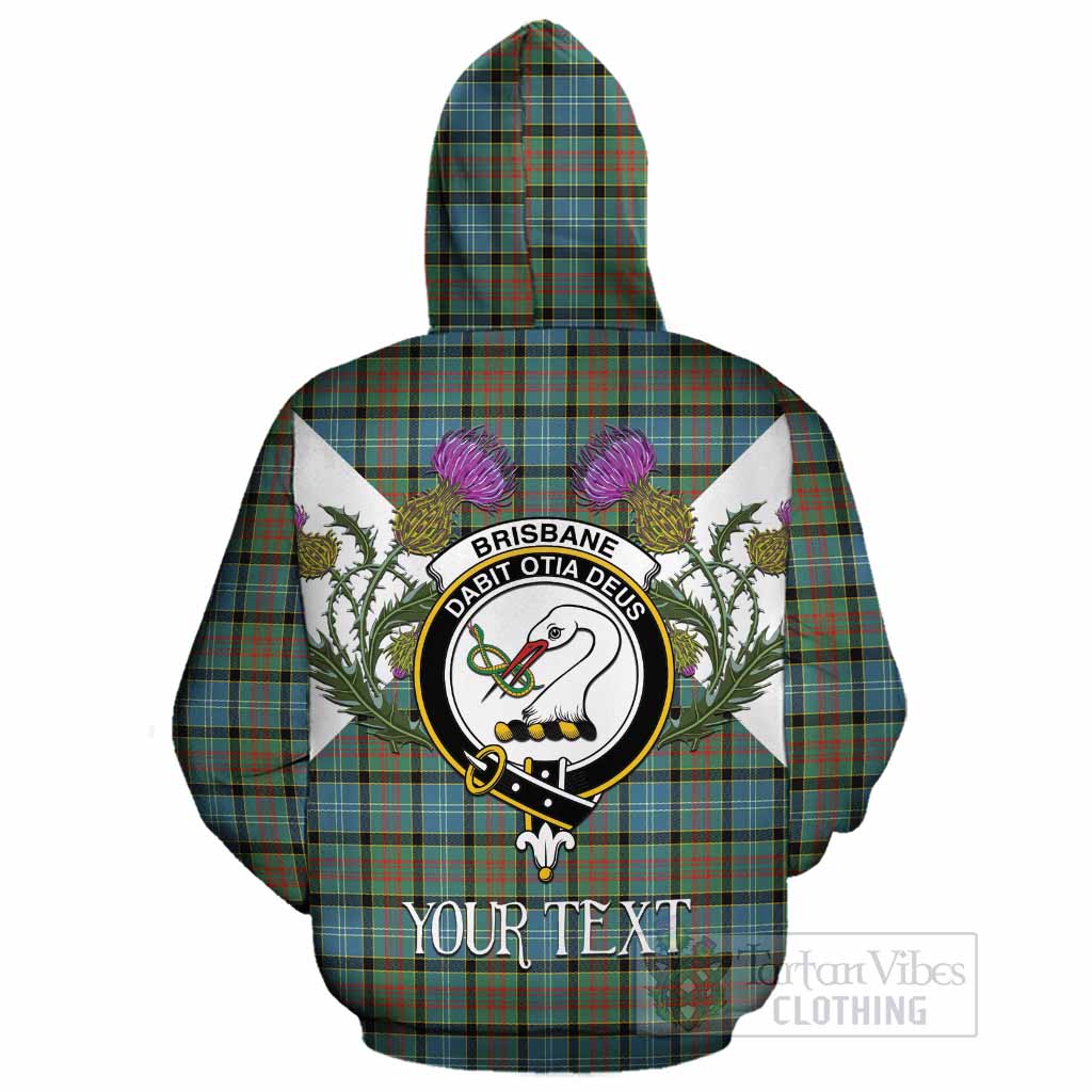 Brisbane Tartan Family Crest Cotton Hoodie Scottish Burns Night Thistle Floral