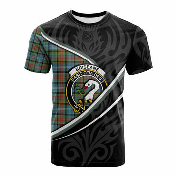 Brisbane Tartan Family Crest Cotton T-shirt Celtic Scottish Thistle Floral