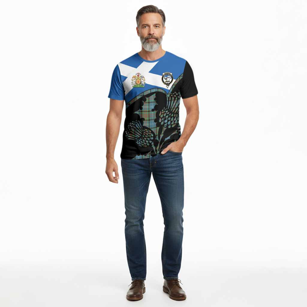 Brisbane Tartan Family Crest Cotton T-shirt Scotland Thistle Floral Flag Style