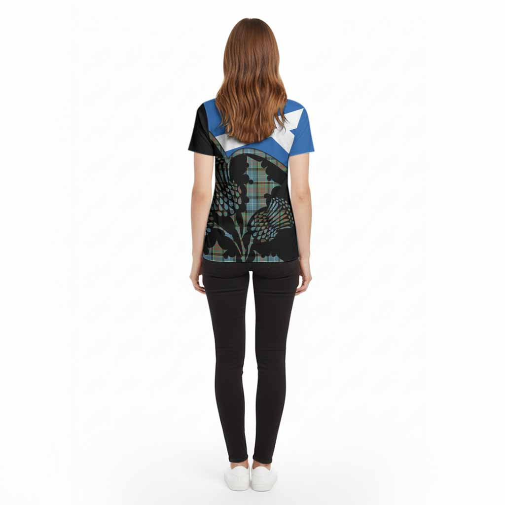 Brisbane Tartan Family Crest Cotton T-shirt Scotland Thistle Floral Flag Style