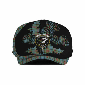 Brisbane Tartan Family Crest Flat Cap, Jeff Cap Scotland Thistle Floral