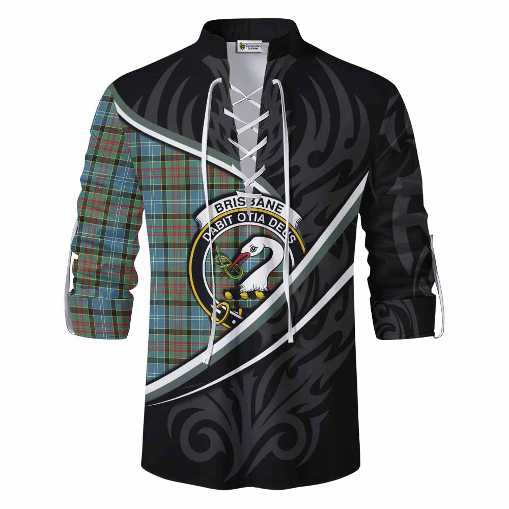 Brisbane Tartan Family Crest Ghillie Kilt Shirt Celtic Scottish Thistle Floral - Tartan Vibes Clothing