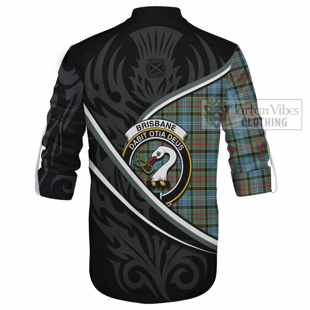 Brisbane Tartan Family Crest Ghillie Kilt Shirt Celtic Scottish Thistle Floral - Tartan Vibes Clothing