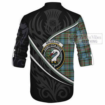 Brisbane Tartan Family Crest Ghillie Kilt Shirt Celtic Scottish Thistle Floral - Tartan Vibes Clothing