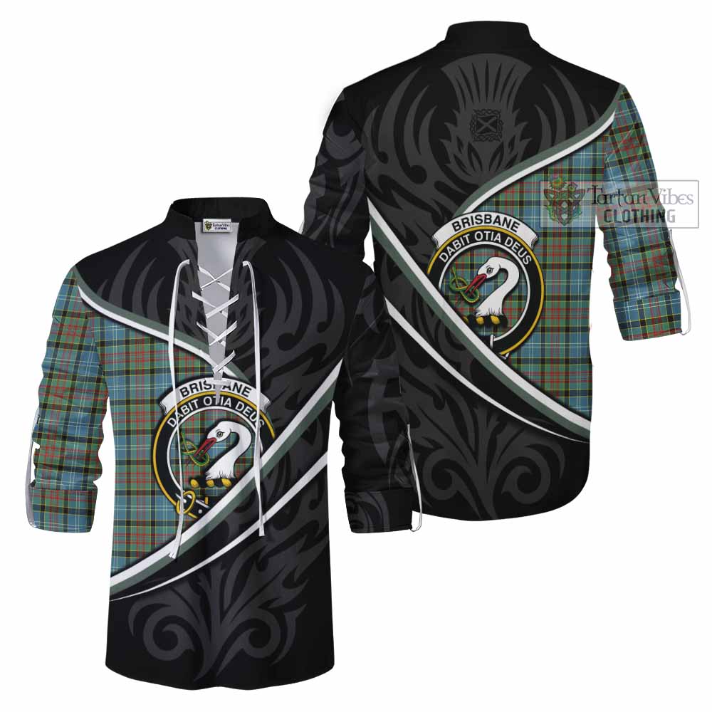 Brisbane Tartan Family Crest Ghillie Kilt Shirt Celtic Scottish Thistle Floral - Tartan Vibes Clothing