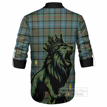 Brisbane Tartan Family Crest Ghillie Shirt Crowned Lion Roaring