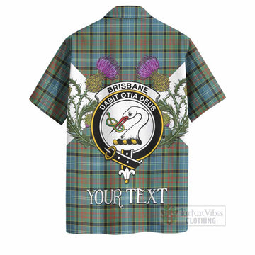 Brisbane Tartan Family Crest Hawaiian Shirt Scottish Burns Night Thistle Floral