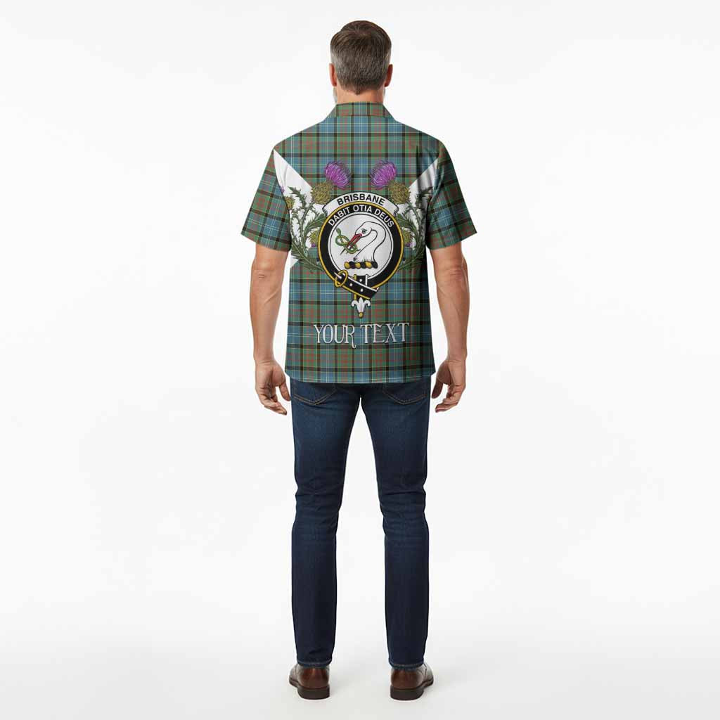 Brisbane Tartan Family Crest Hawaiian Shirt Scottish Burns Night Thistle Floral