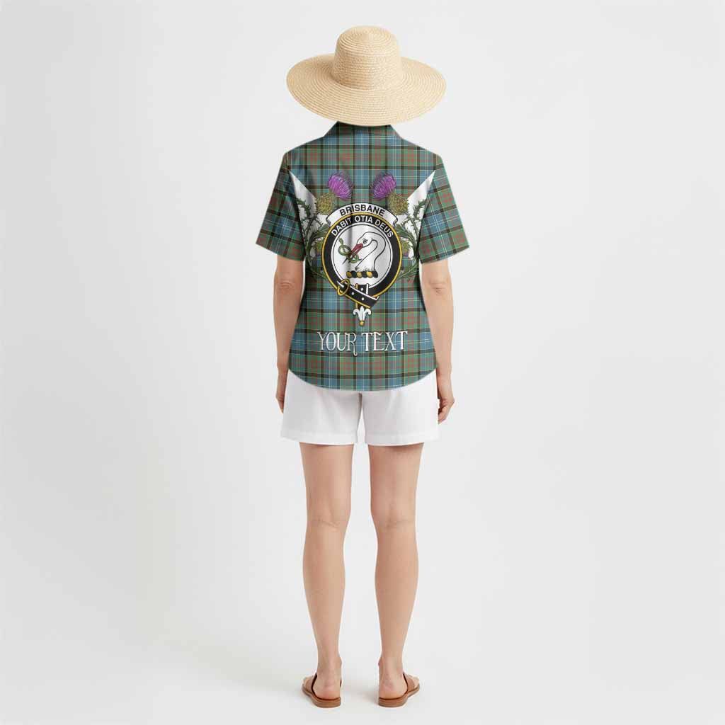 Brisbane Tartan Family Crest Hawaiian Shirt Scottish Burns Night Thistle Floral