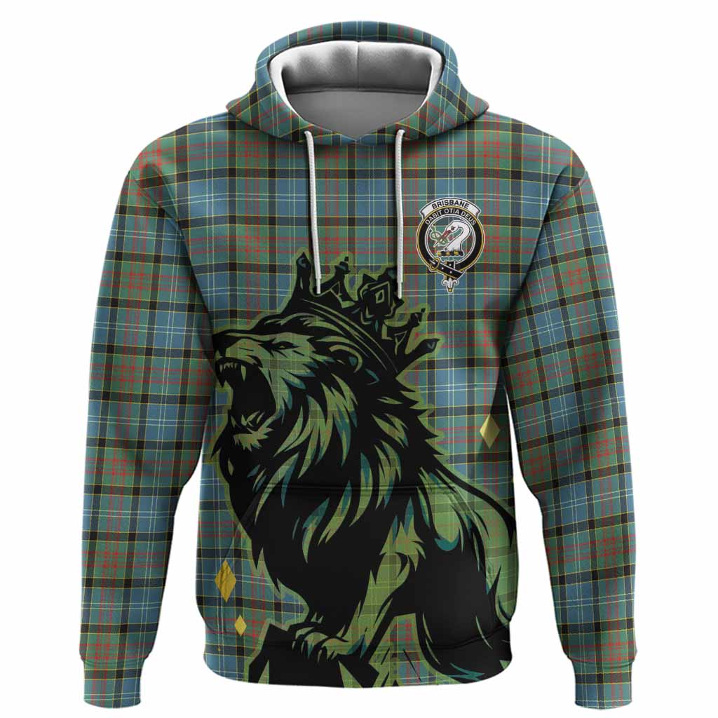 Brisbane Tartan Family Crest Hoodie Crowned Lion Roaring
