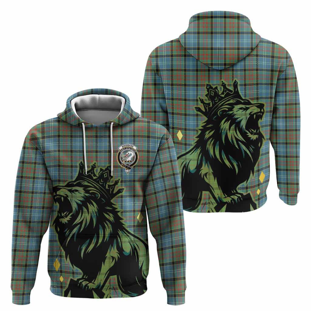 Brisbane Tartan Family Crest Hoodie Crowned Lion Roaring