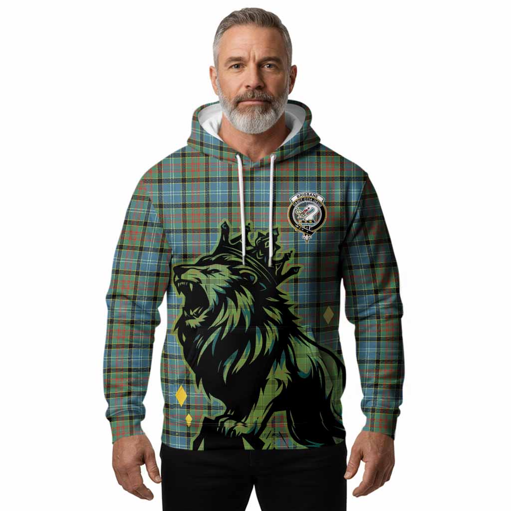 Brisbane Tartan Family Crest Hoodie Crowned Lion Roaring