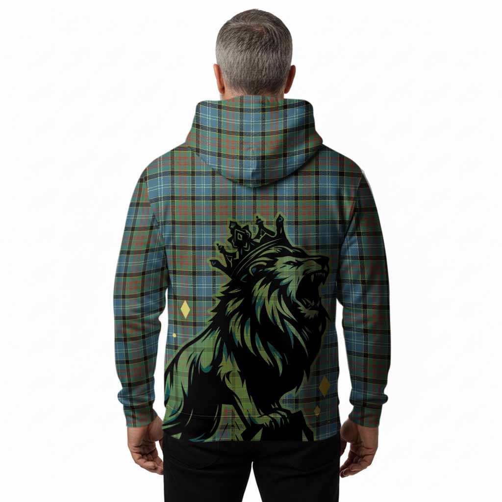 Brisbane Tartan Family Crest Hoodie Crowned Lion Roaring