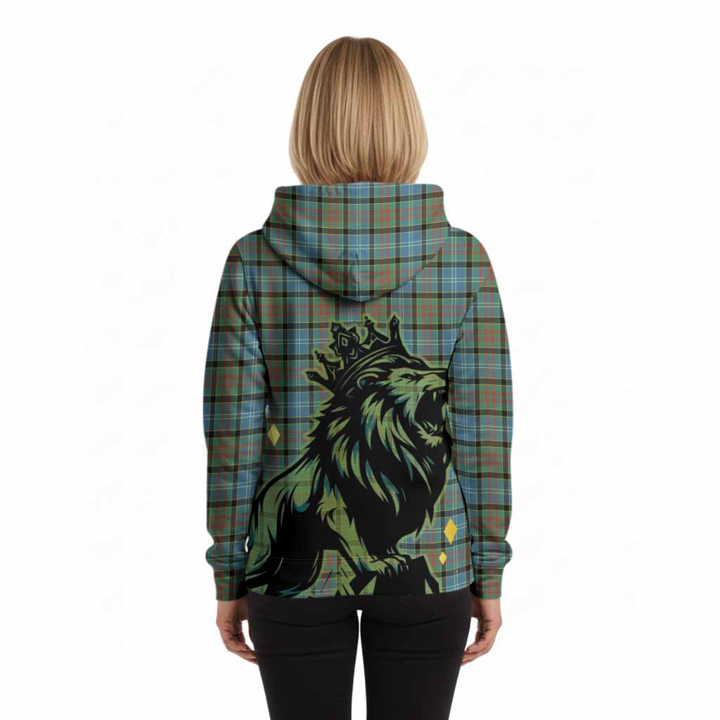 Brisbane Tartan Family Crest Hoodie Crowned Lion Roaring