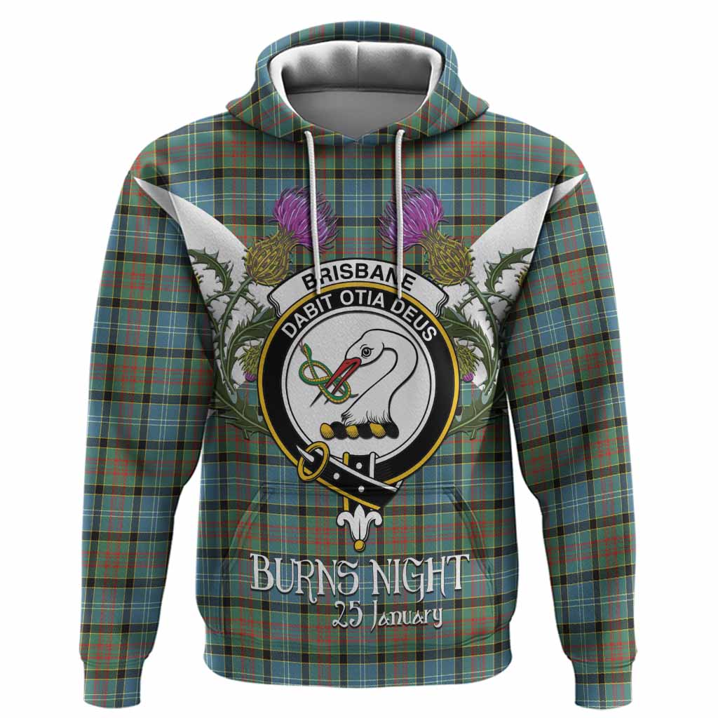 Brisbane Tartan Family Crest Hoodie Scottish Burns Night Thistle Floral