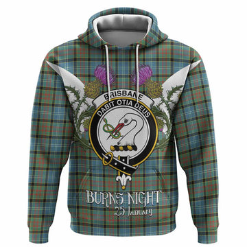 Brisbane Tartan Family Crest Hoodie Scottish Burns Night Thistle Floral