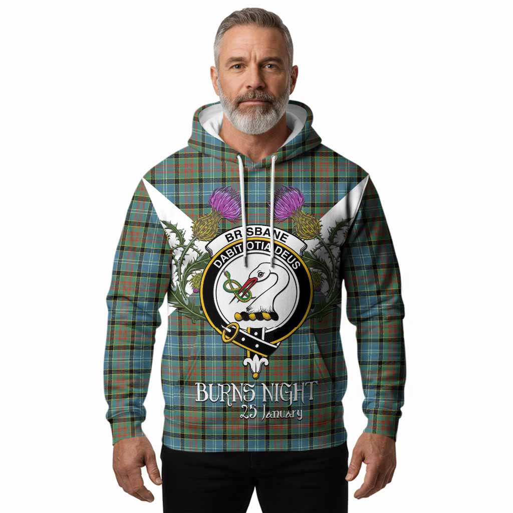 Brisbane Tartan Family Crest Hoodie Scottish Burns Night Thistle Floral