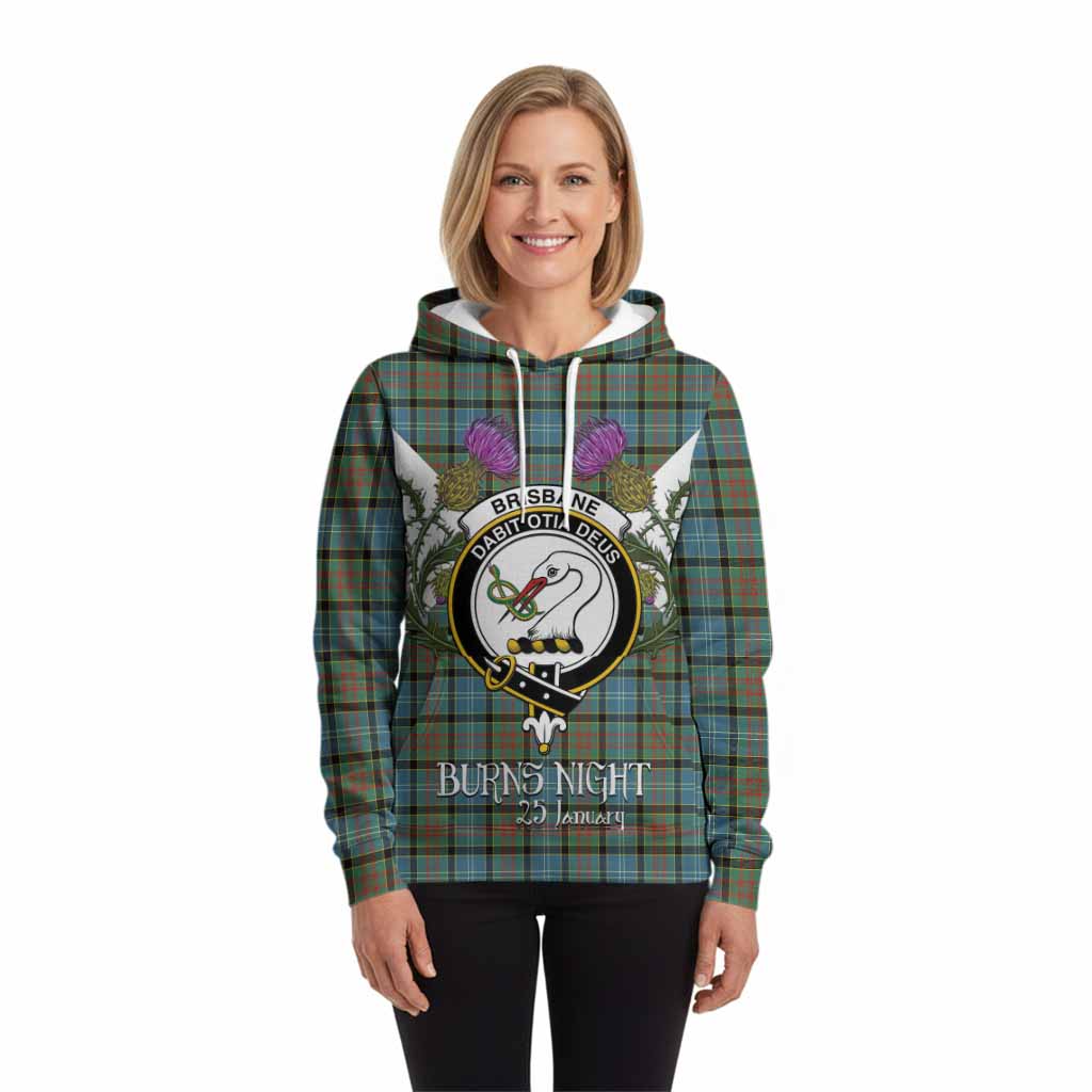 Brisbane Tartan Family Crest Hoodie Scottish Burns Night Thistle Floral