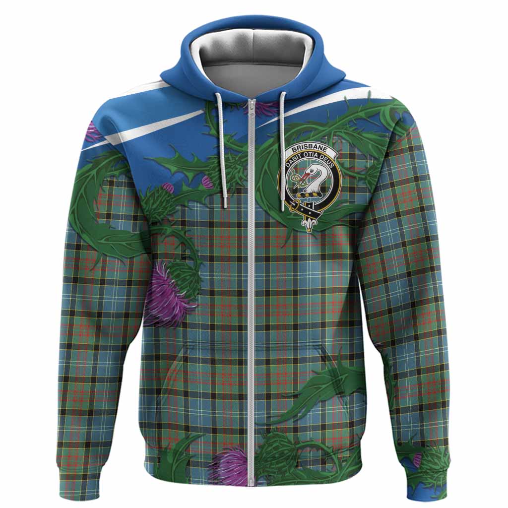 Brisbane Tartan Family Crest Hoodie Thistle in Minimalism