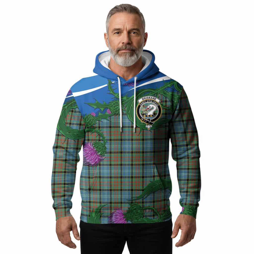 Brisbane Tartan Family Crest Hoodie Thistle in Minimalism