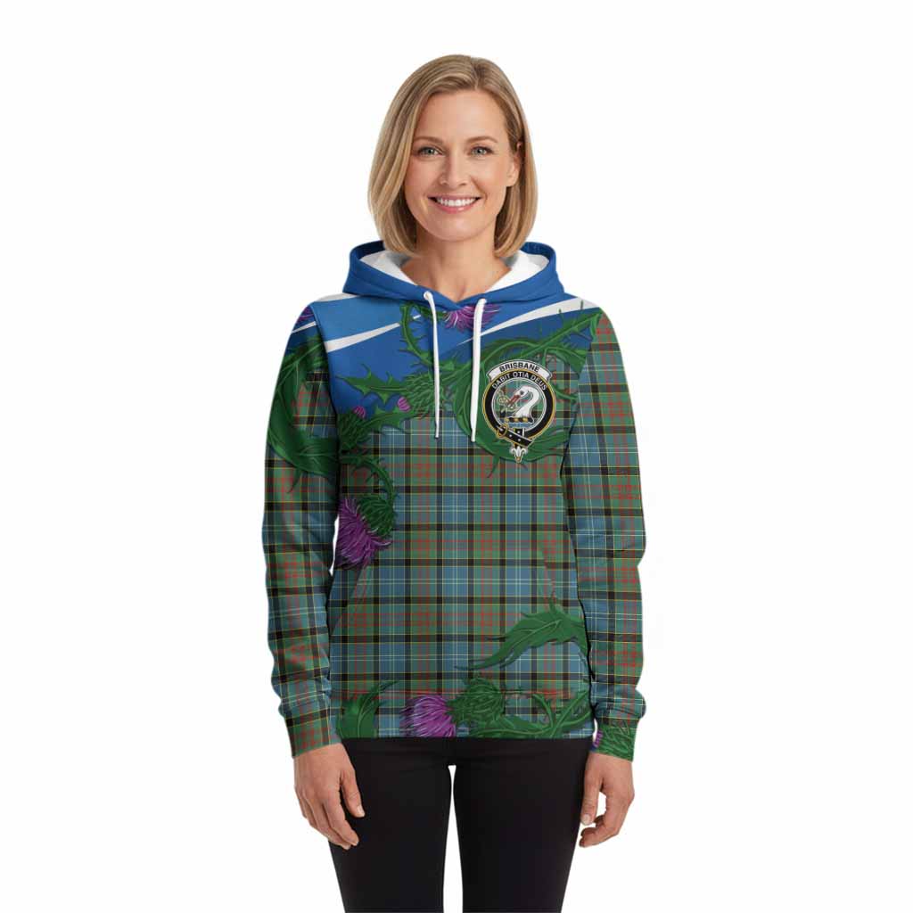 Brisbane Tartan Family Crest Hoodie Thistle in Minimalism