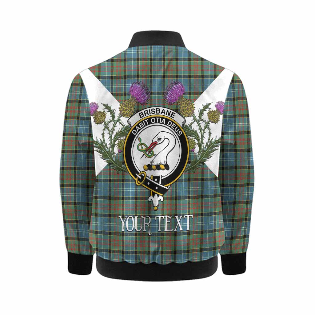 Brisbane Tartan Family Crest Kid Bomber Jacket Scottish Burns Night Thistle Floral