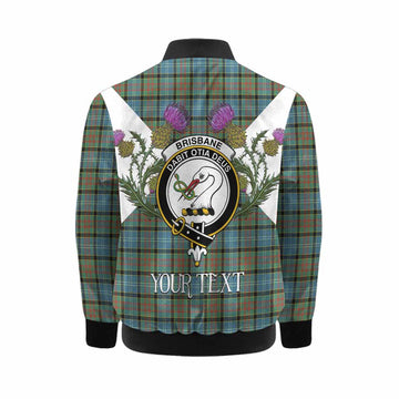 Brisbane Tartan Family Crest Kid Bomber Jacket Scottish Burns Night Thistle Floral