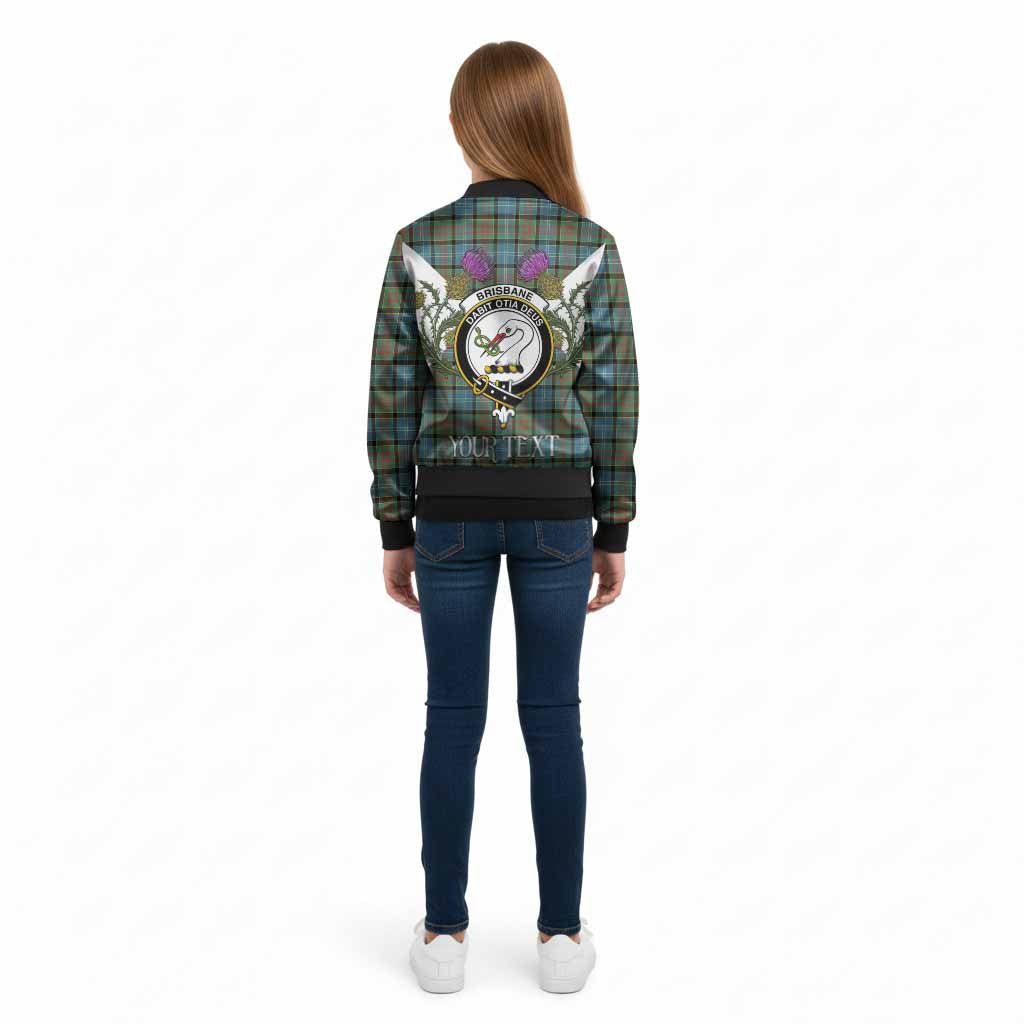 Brisbane Tartan Family Crest Kid Bomber Jacket Scottish Burns Night Thistle Floral