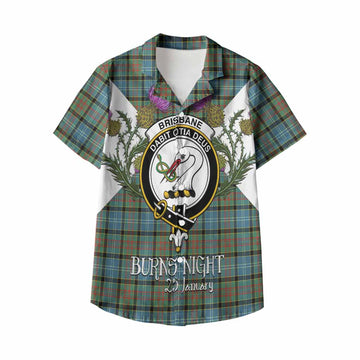 Brisbane Tartan Family Crest Kid Hawaiian Shirt Scottish Burns Night Thistle Floral