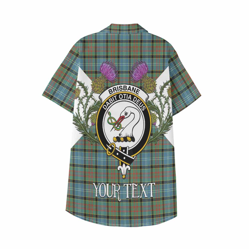 Brisbane Tartan Family Crest Kid Hawaiian Shirt Scottish Burns Night Thistle Floral