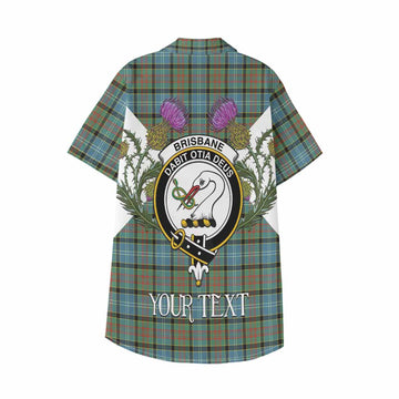 Brisbane Tartan Family Crest Kid Hawaiian Shirt Scottish Burns Night Thistle Floral