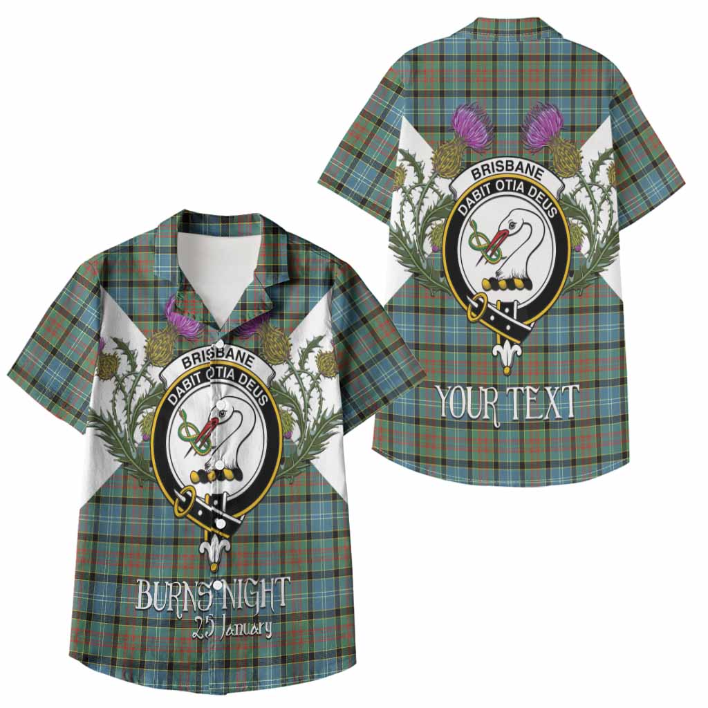 Brisbane Tartan Family Crest Kid Hawaiian Shirt Scottish Burns Night Thistle Floral