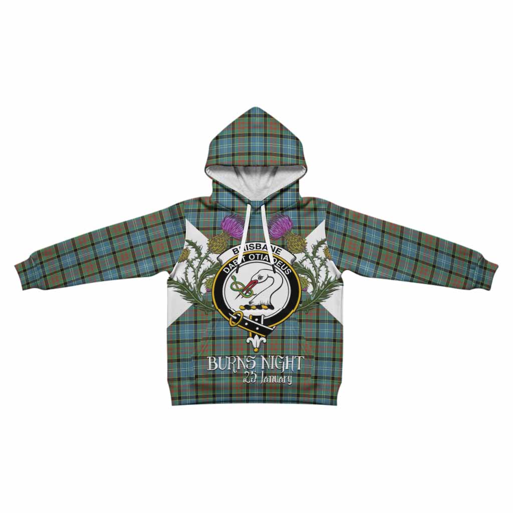 Brisbane Tartan Family Crest Kid Hoodie Scottish Burns Night Thistle Floral