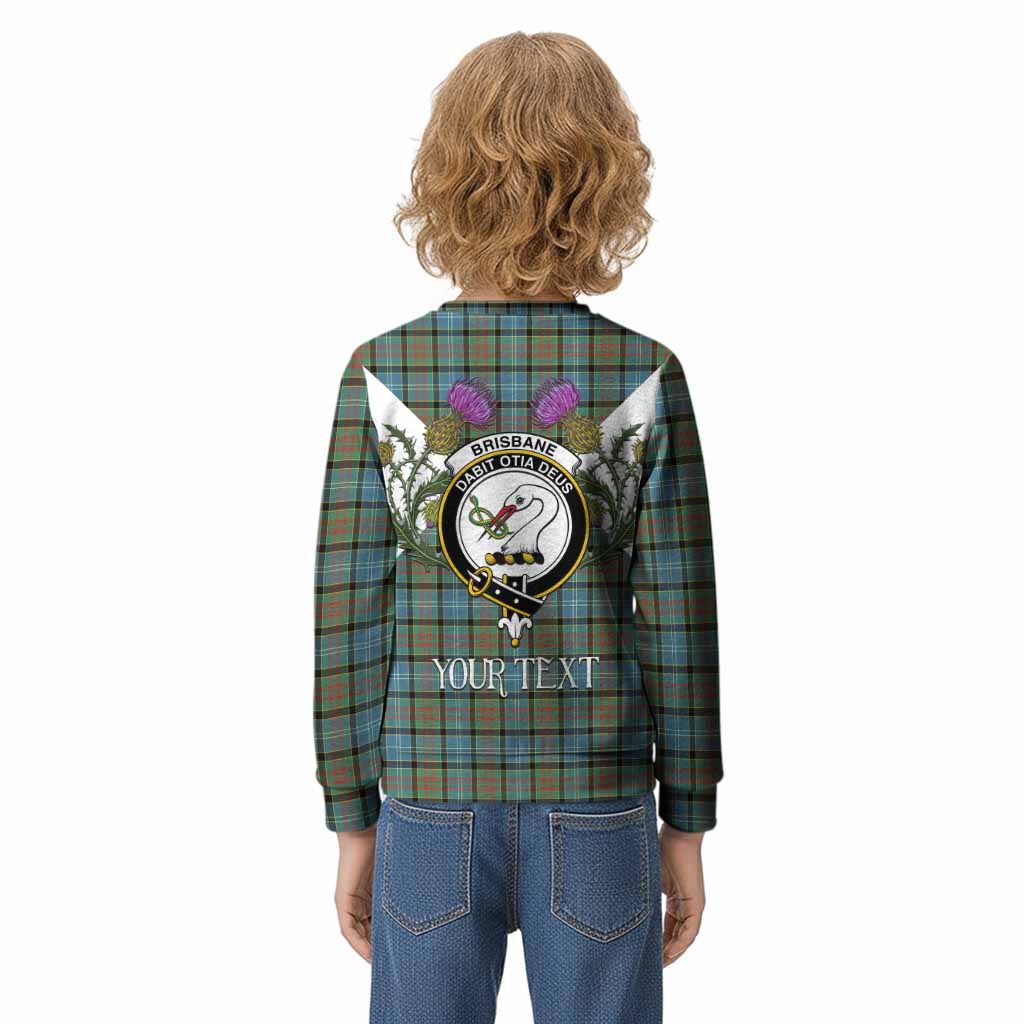 Brisbane Tartan Family Crest Kid Knitted Sweatshirt Scottish Burns Night Thistle Floral