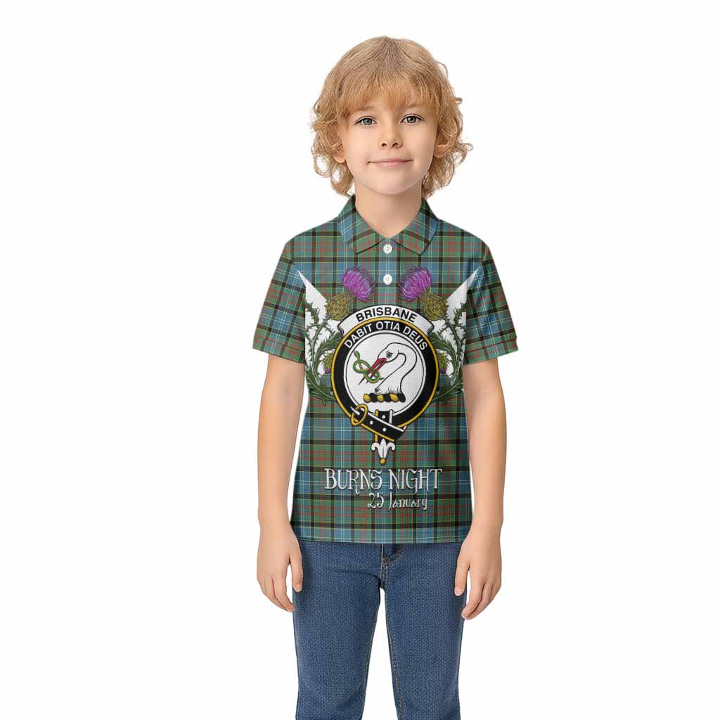 Brisbane Tartan Family Crest Kid Polo Shirt Scottish Burns Night Thistle Floral