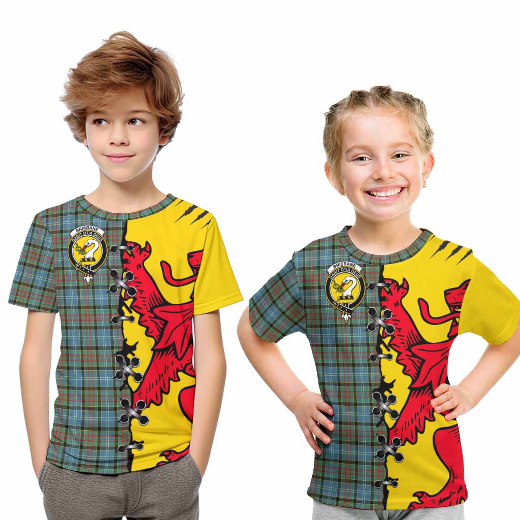 Brisbane Tartan Family Crest Kid T-shirt Lion Rampant Honor - Tartan Vibes Clothing