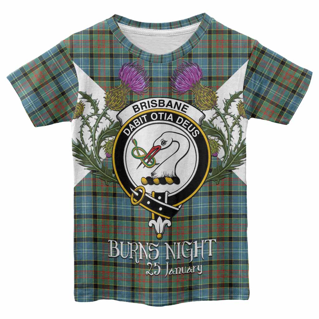 Brisbane Tartan Family Crest Kid T-shirt Scottish Burns Night Thistle Floral