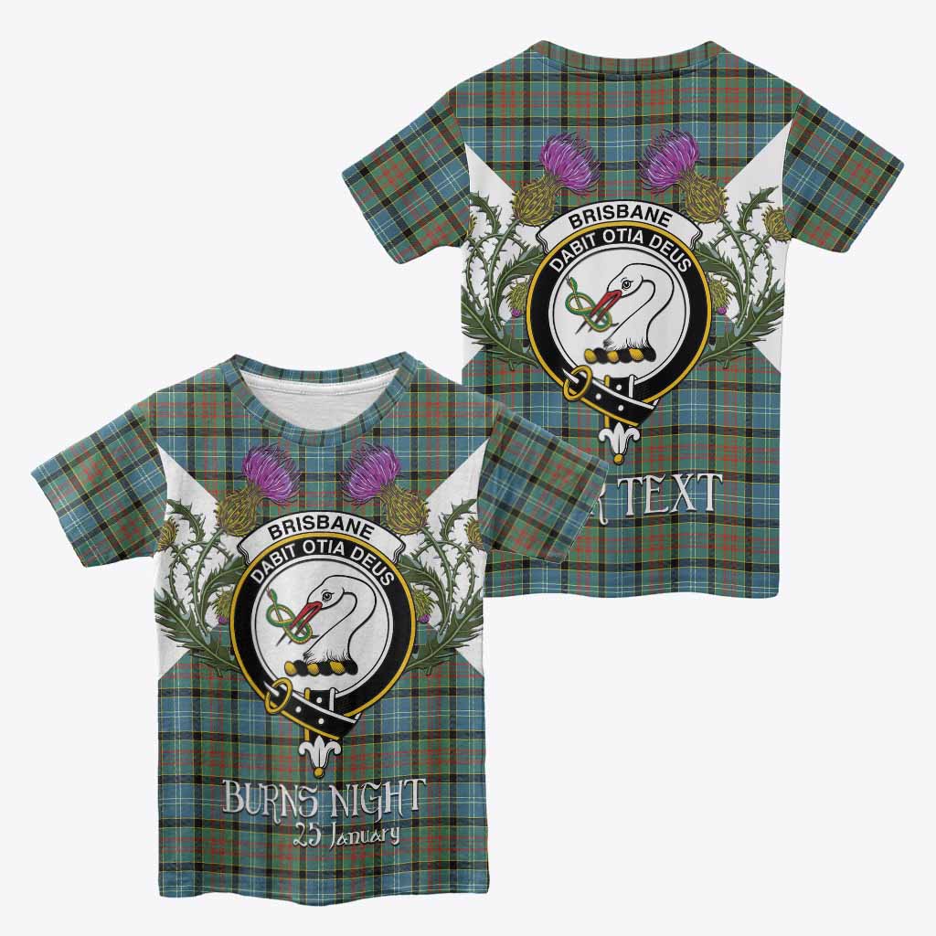 Brisbane Tartan Family Crest Kid T-shirt Scottish Burns Night Thistle Floral