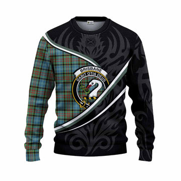 Brisbane Tartan Family Crest Knitted Sweater Celtic Scottish Thistle Floral