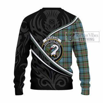 Brisbane Tartan Family Crest Knitted Sweater Celtic Scottish Thistle Floral