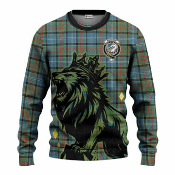 Brisbane Tartan Family Crest Knitted Sweater Crowned Lion Roaring
