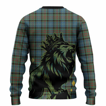 Brisbane Tartan Family Crest Knitted Sweater Crowned Lion Roaring