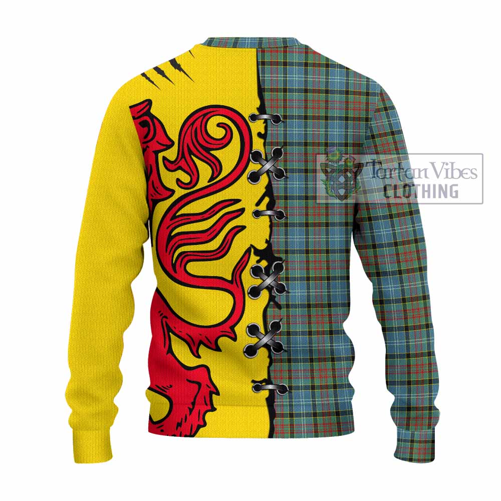 Brisbane Tartan Family Crest Knitted Sweater Lion Rampant Honor - Tartan Vibes Clothing