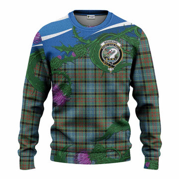 Brisbane Tartan Family Crest Knitted Sweater Thistle in Minimalism