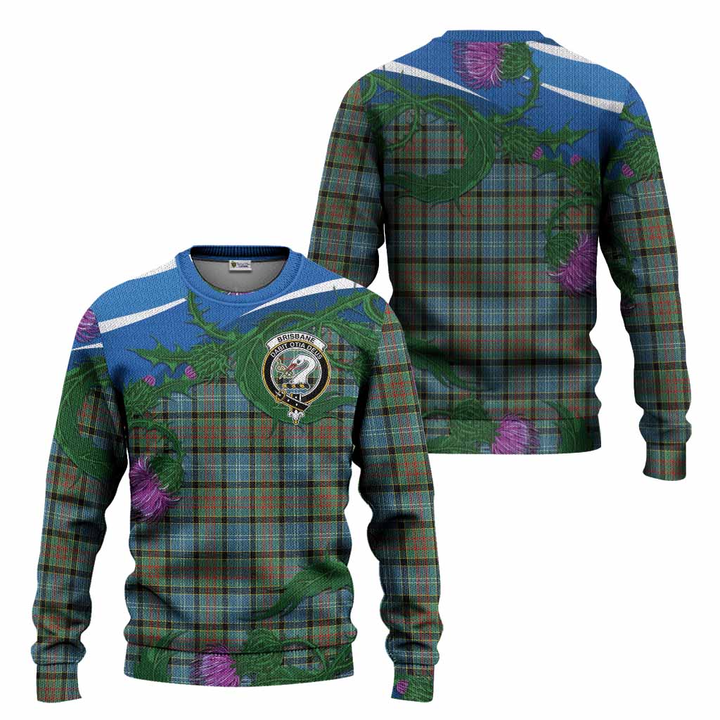 Brisbane Tartan Family Crest Knitted Sweater Thistle in Minimalism