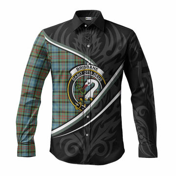 Brisbane Tartan Family Crest Long Sleeve Button Shirts Celtic Scottish Thistle Floral