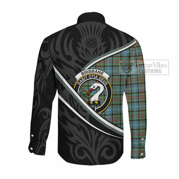 Brisbane Tartan Family Crest Long Sleeve Button Shirts Celtic Scottish Thistle Floral