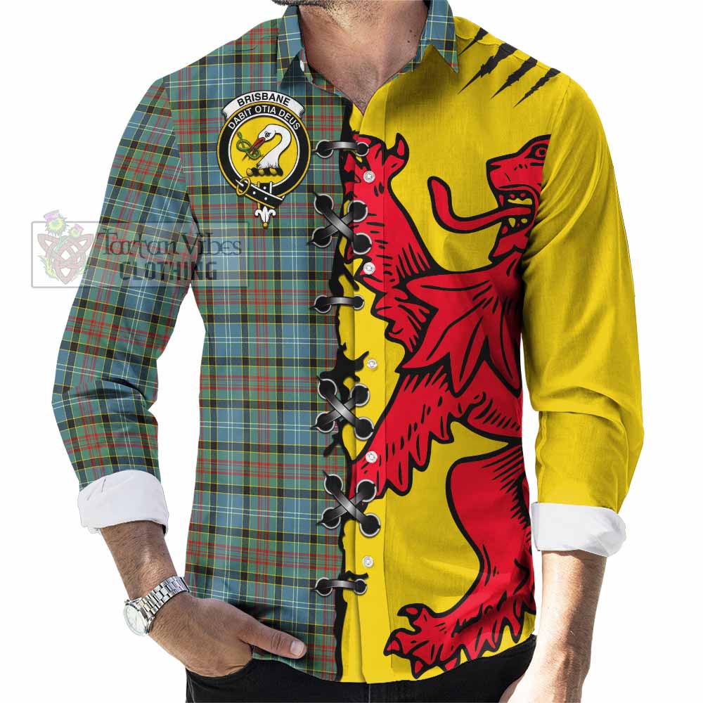 Brisbane Tartan Family Crest Long Sleeve Button Shirts Lion Rampant Honor - Tartan Vibes Clothing