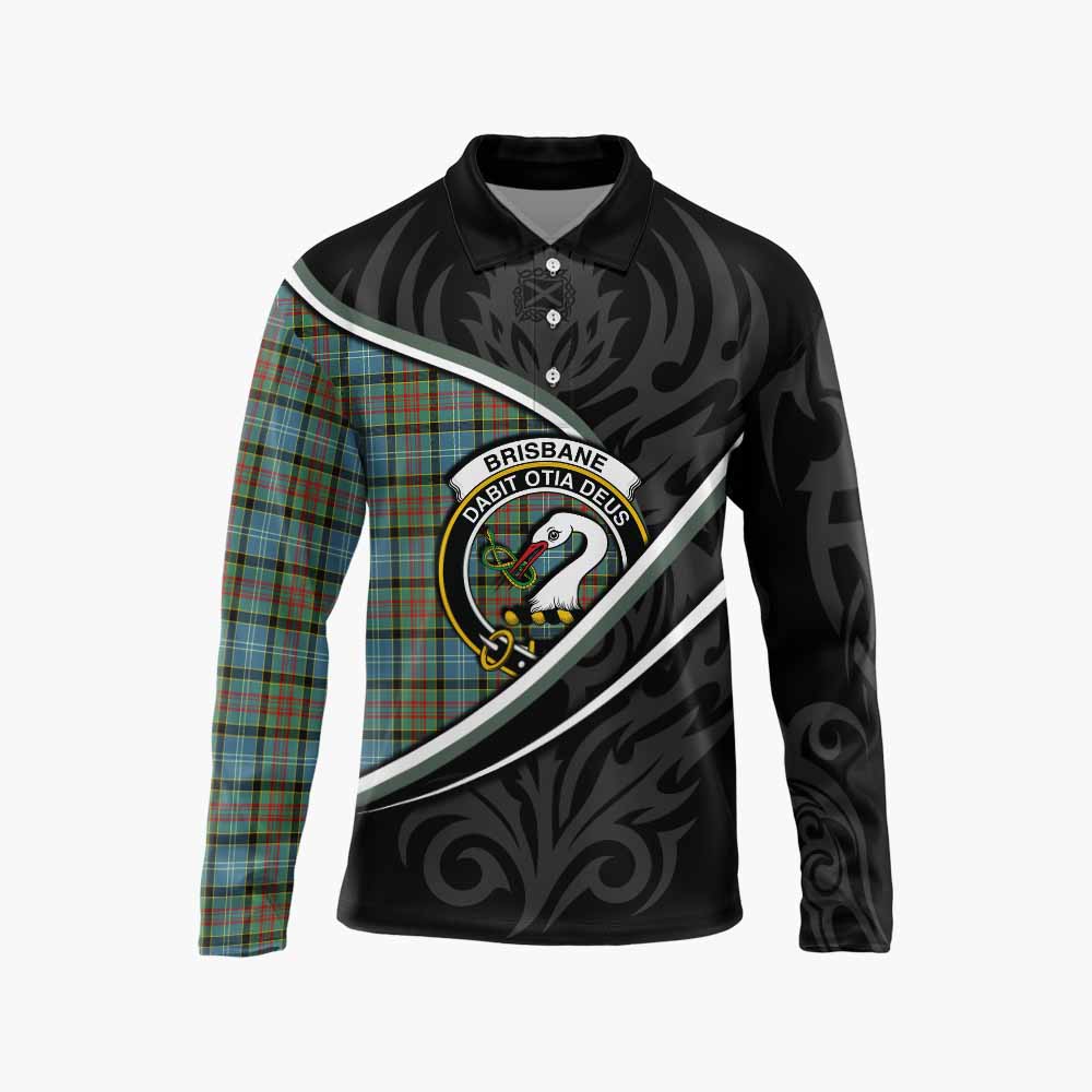 Brisbane Tartan Family Crest Long Sleeve Polo Shirt Celtic Scottish Thistle Floral - Tartan Vibes Clothing
