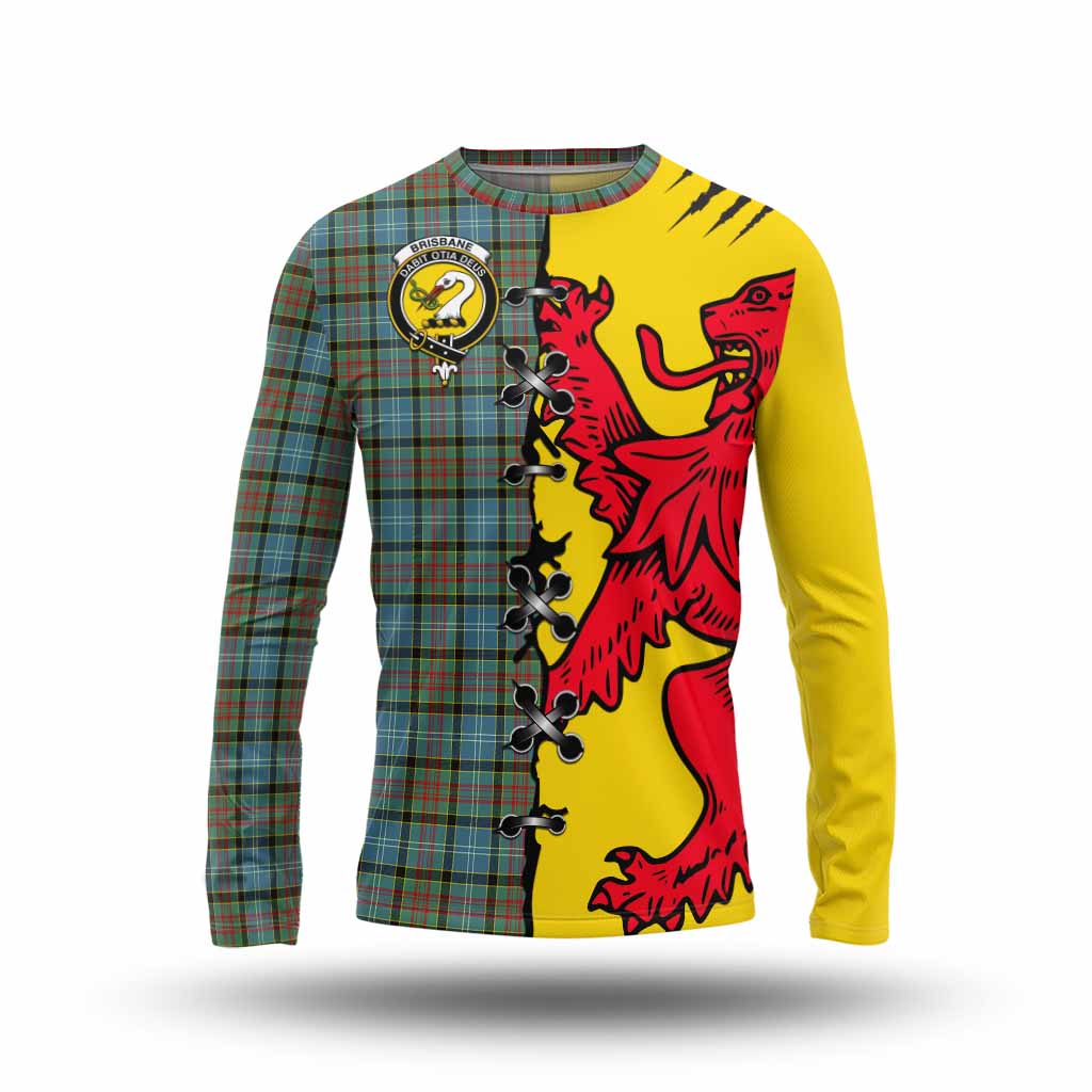 Brisbane Tartan Family Crest Long Sleeve T-Shirt Lion Rampant Honor - Tartan Vibes Clothing